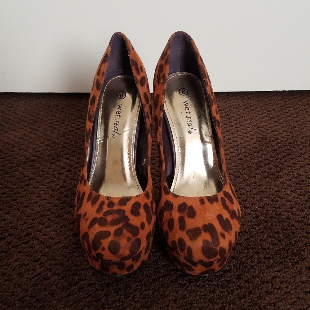 Animal Print Wet Seal Platform Heels - NWOT